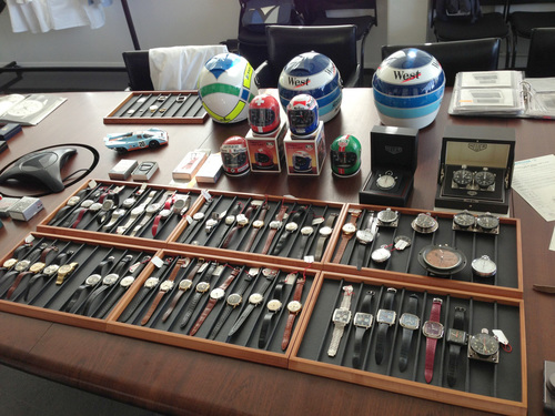 Watches at the TAG Heuer headquarters during the 2013 Heuer Collectors Summit
