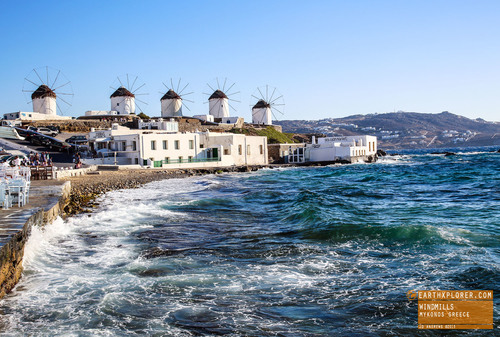 The windmills are an iconic feature of the Greek Island of the Mykonos.