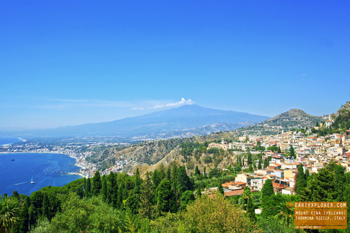 Great view of Mount Etna (Volcano) Taormina Sicily, Italy