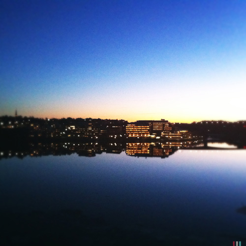 Sun setting on the lake