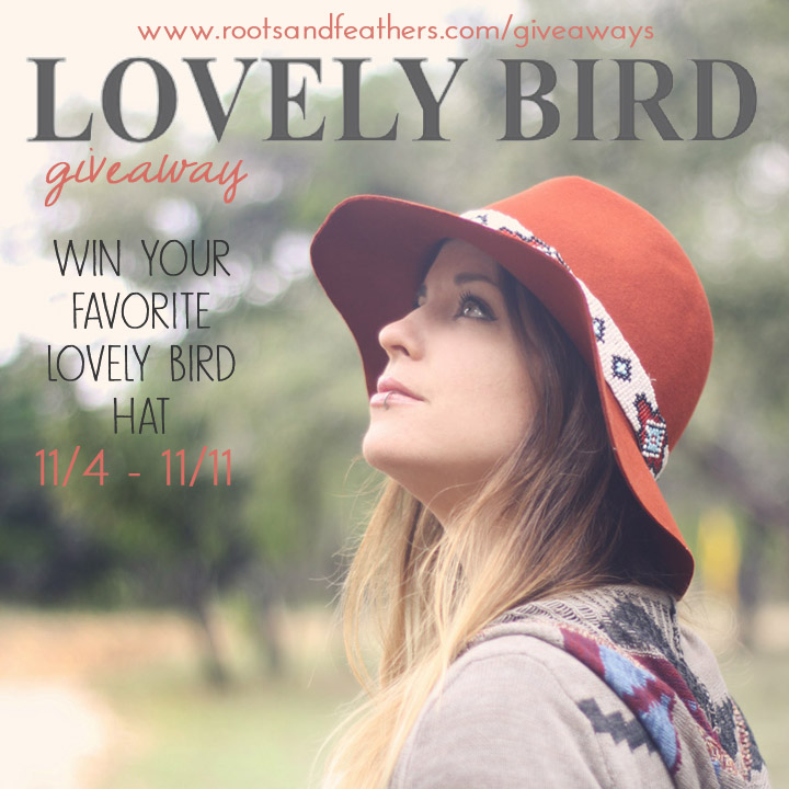 lovely bird giveaway on roots and feathers blog
