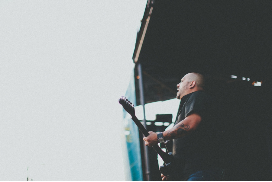 Eddie Reyes of Taking Back Sunday perform at Vans Warped Tour 2012 in Dallas, Texas.