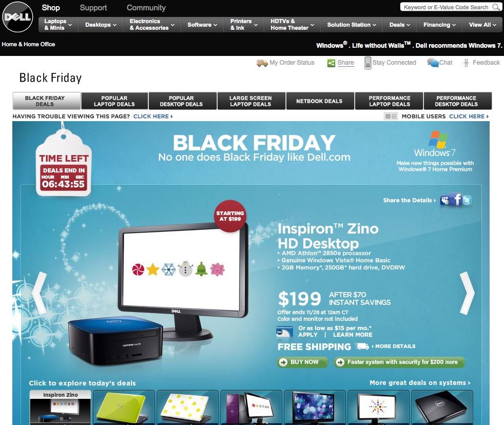Dell Black Friday 2009 Landing Page
