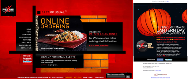 Pei Wei Website and Email