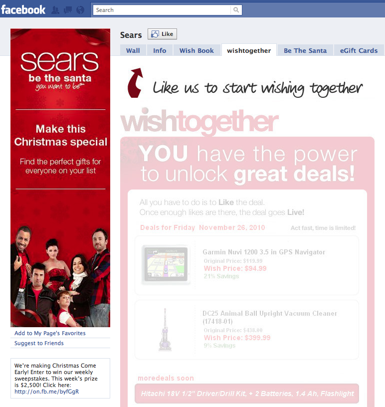 Sears Facebook Wishtogether - Before Fanning