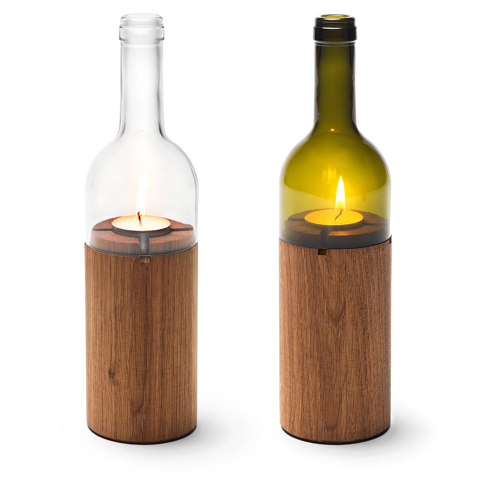 wine bottle tea light holder
