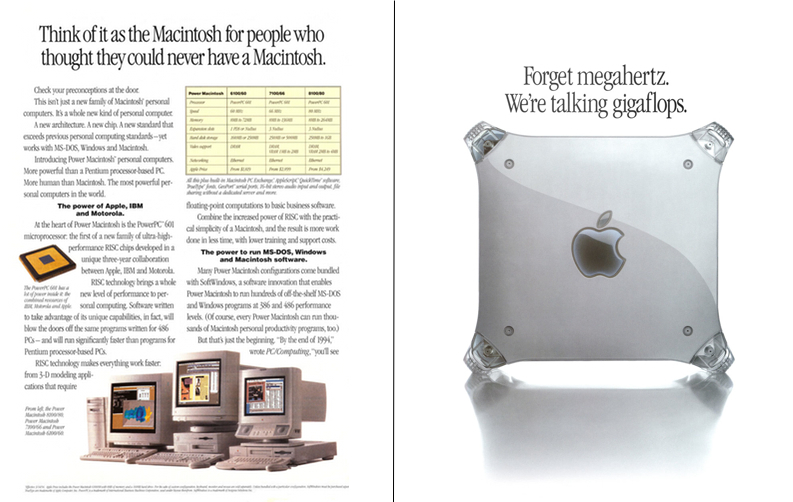 1994 Power Mac ad v. a 1999 Power Mac ad