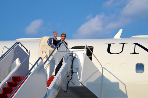 Click photo to download. Caption: U.S. Secretary of State John Kerry waves as he boards his plane at Andrews Air Force Base for a flight to Amman, Jordan, on July 15, 2013. On that trip to Jordan, Kerry said Arab ministers told him that the core issue of instability in this region and in<br />
many other parts of the world is the Palestinian-Israeli conflict.” Credit: U.S. Department of State.</p>
<p>   0<br />
   0<br />
   1<br />
   18<br />
   107<br />
   JNS<br />
   1<br />
   1<br />
   124<br />
   14.0 </p>
<p>   Normal<br />
   0 </p>
<p>   false<br />
   false<br />
   false </p>
<p>   EN-US<br />
   JA<br />
   X-NONE </p>
<p> 