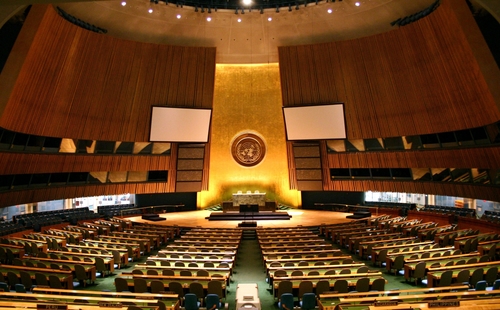 The U.N. General Assembly Hall. Credit: Patrick Gruban via Wikimedia<br />Commons.