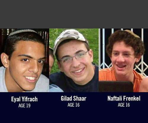 The three murdered Israeli teens. Credit: IDF.