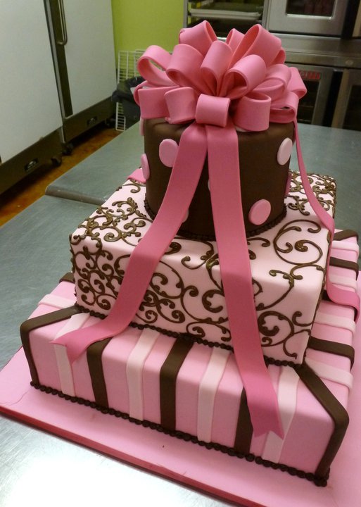 Pink and Brown Baby Shower Cake