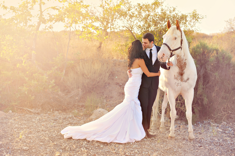  Day After Session with the couple kissing a horse looking on | from Arina B Photography 