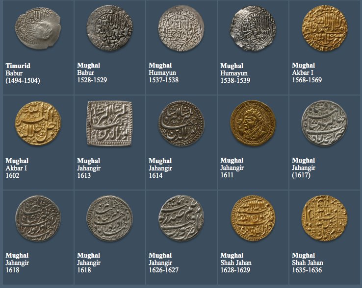 Rare image of Mughal Coins. Mughal emperors. Photo: The David Collection