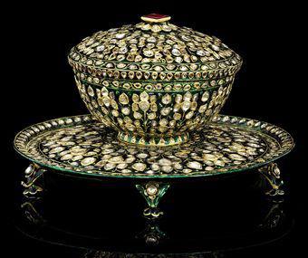A diamond-inset and enamelled bowl and stand. Deccan or Mughal India, late 18th century. Photo: Christie's  