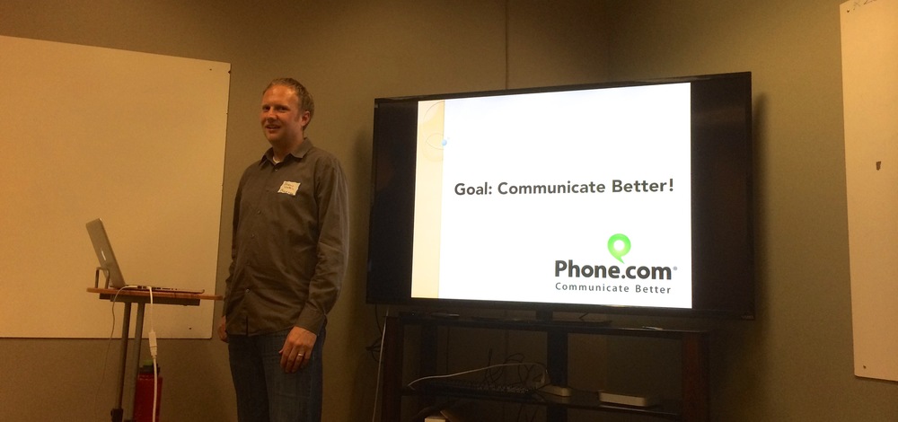 Jeremy Watkin providing an overview of Phone.com's awesome customer service philosophies.