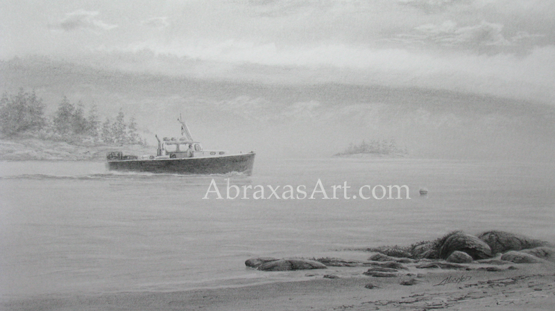 Morning Commute, a graphite sketch by Abraxas.