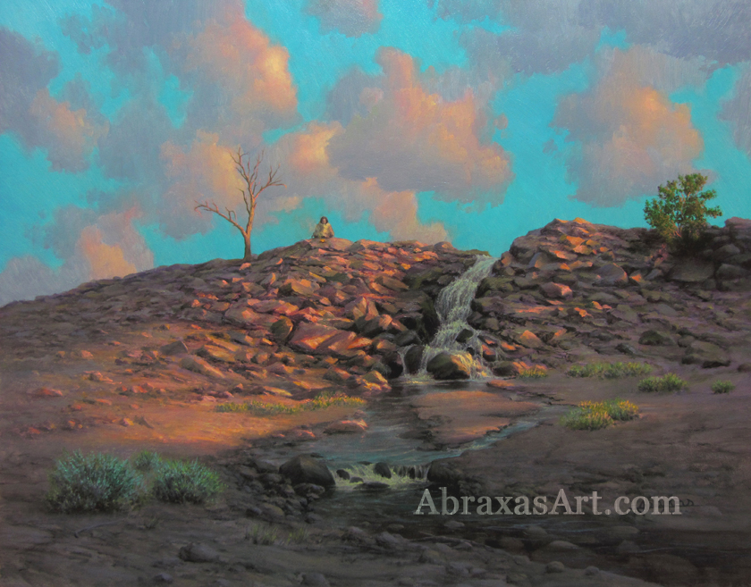 "Mountain Sage", an oil painting tribute to the Western native spirit.