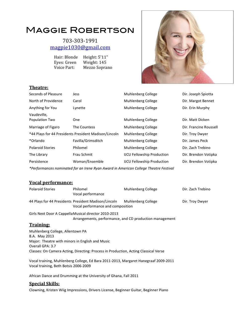 theater resume resume format download pdf