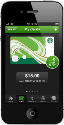 Starbucks App My Cards Screen
