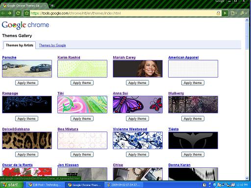 Google Chrome's New "Artist Themes" Gallery