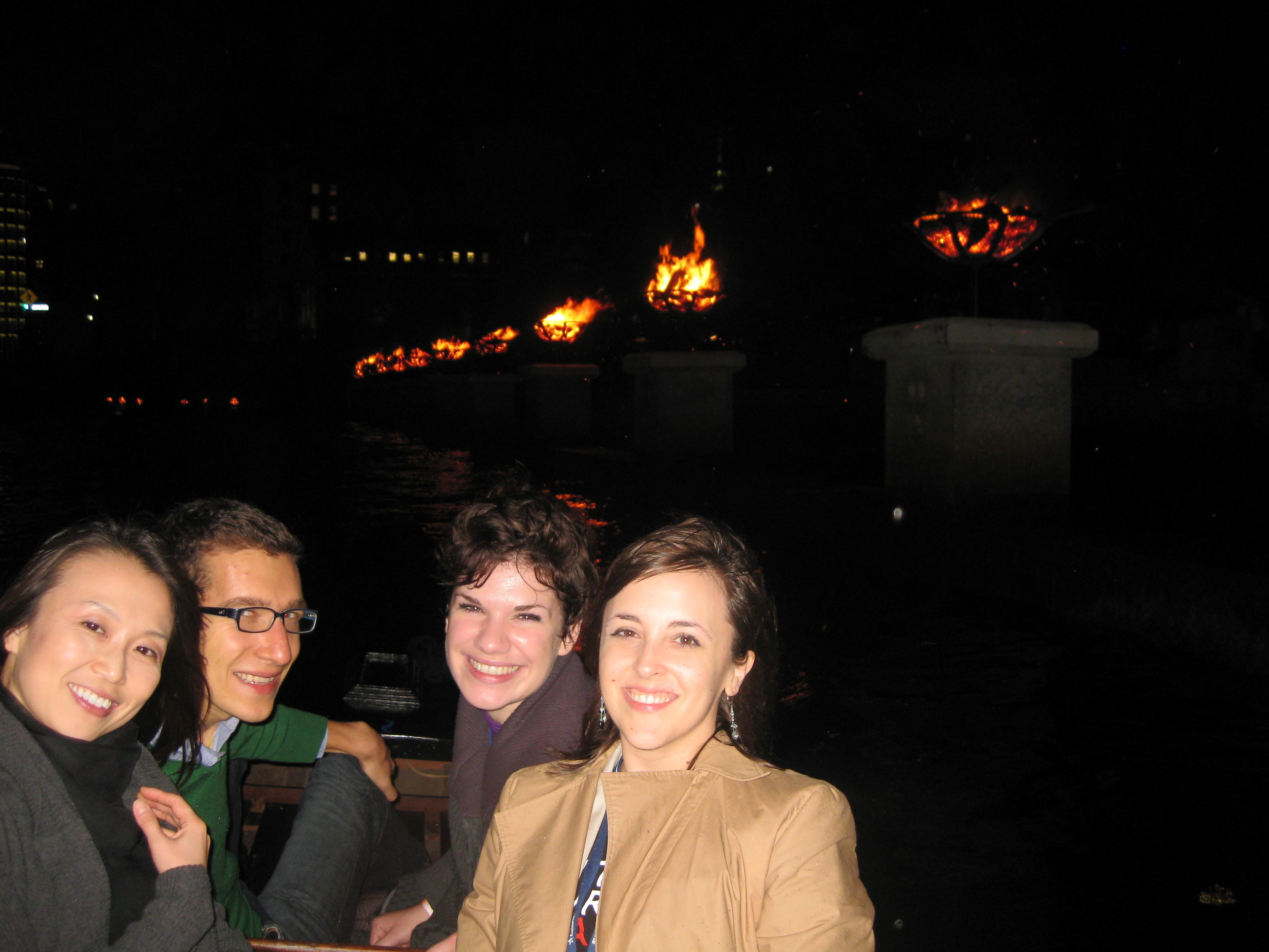 Pittsburgh contingent (L-R Haebin of CAMT, MAMs Justin and Corwin, and the Cultural Trust's Lauren) experience Water Fire
