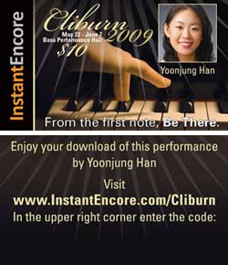 An InstantEncore concert card offering a music download.