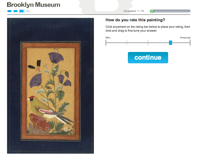 Screen shot of Split-Second's crowd-curation process by the Brooklyn Museum