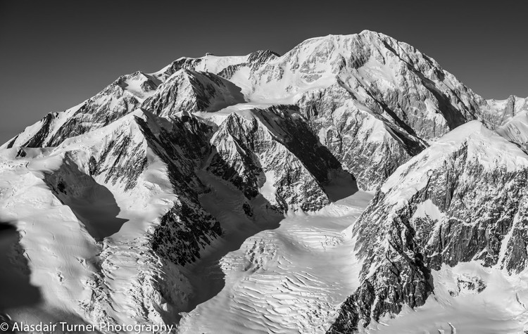 The photo I flew to Alaska to get.  Denali, showing the West Buttress route.  Click on the image to purchase.