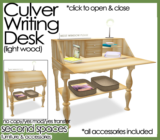 culver writing desk light wood