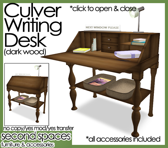 culver writing desk dark wood