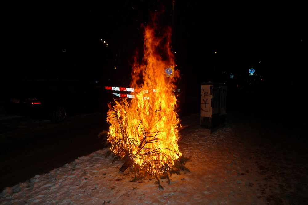 burning christmas tree