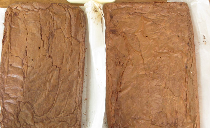 Layers of bread brownie ice cream sandwiches
