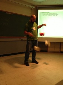 UNB's Duncan Philpot demonstrates that he doesn't just study jugglers, he's also a client