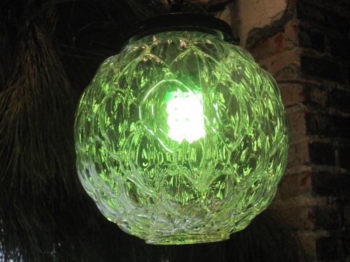Pendant Light with Green Bulb
