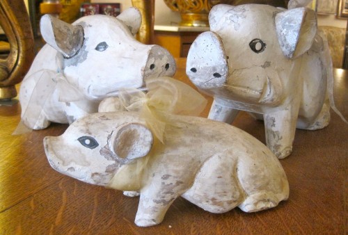Three Little Piggies Wood Sculpture