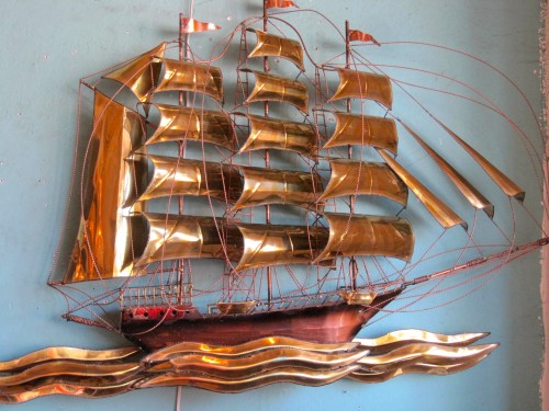Brass and Copper Sailboat Art