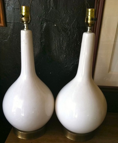 White Midcentury Pottery Lamps