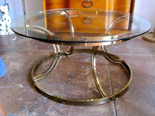 round brass glass coffee table