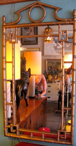 Solid Wood Mirror with Asian Flair