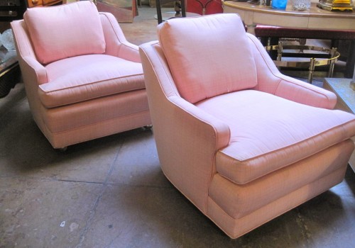 1960s Pink Club Chairs on Casters