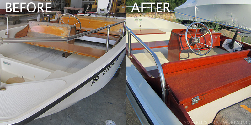 before and after images of boat restoration