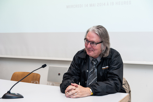 Bruce Sterling at HEAD – Genève / Photo by Emily Bonnet.