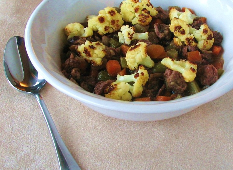 Slow Cooker Classic Beef Soup with Roasted Cauliflower