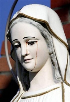 virgin mary statue weeps