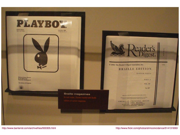 Playboy and Reader's Digest Braille magazines