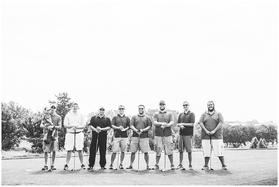 Groom and groomsmen golfing on Indian Creek Golf Course, Omaha, NE