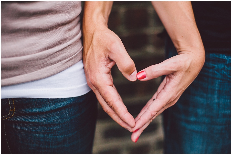 Couple making a heart with their hands