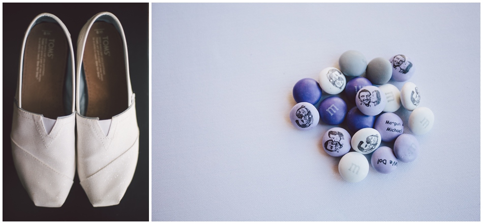 Toms shoes for wedding, couples face printed on M&M's
