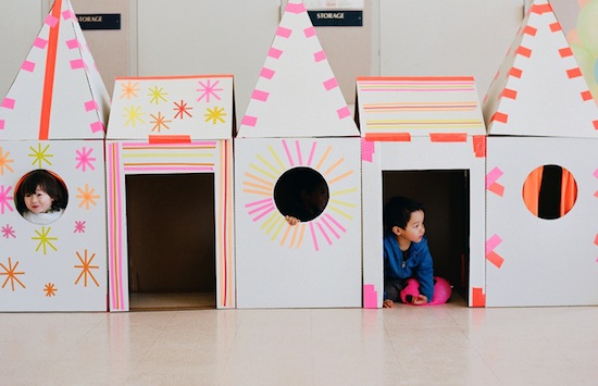 Cardboard boxes make fun kids castles