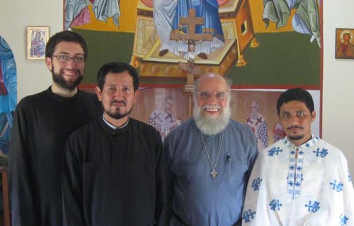 With two other Guatemalan priests and Fr. John Chakos (second to right), the missionary team leader